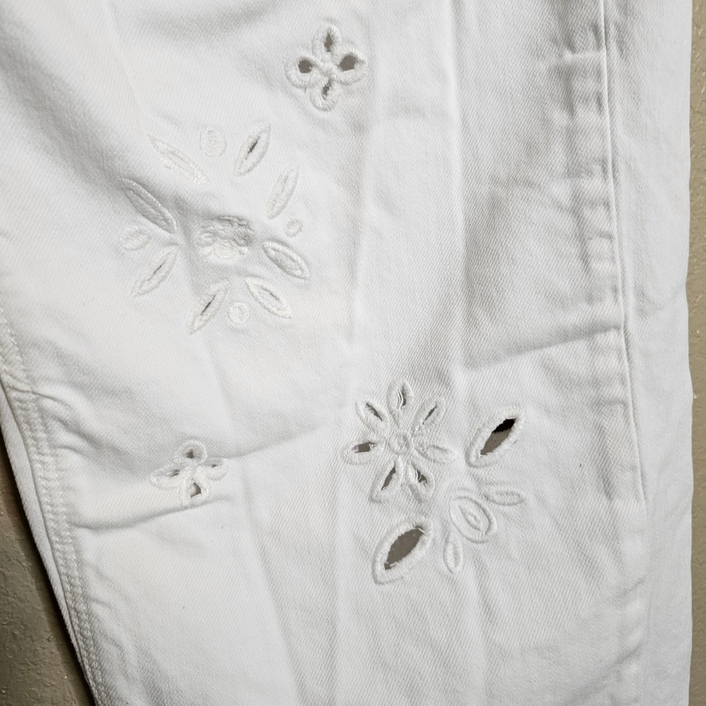 14 Long AE Strigid Embroidered Low-Rise Ex-Boyfriend Baggy Jean Eyelet White - Picture 5 of 14